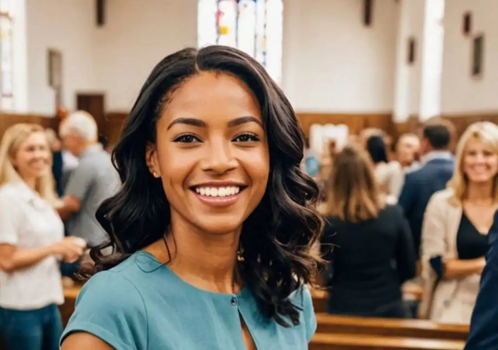 Woman smiling at church